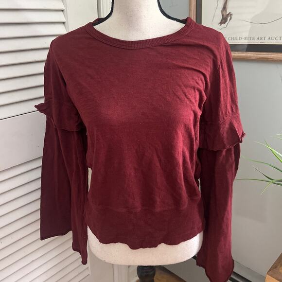 WILT Womens Top Small Burgundy Red Easy Layered Pullover Whimsigoth Fall - Picture 2 of 12